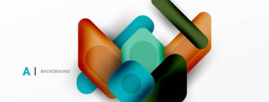 Renkli geometrik şekiller çizgiler, kareler ve üçgenler. Duvar kağıdı, pankart veya iniş sayfası için soyut arkaplan