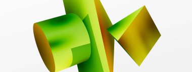 Metalik 3d şekil vektör geometrik arkaplan. Duvar kağıdı, afiş, arkaplan veya iniş için moda tekno iş şablonu