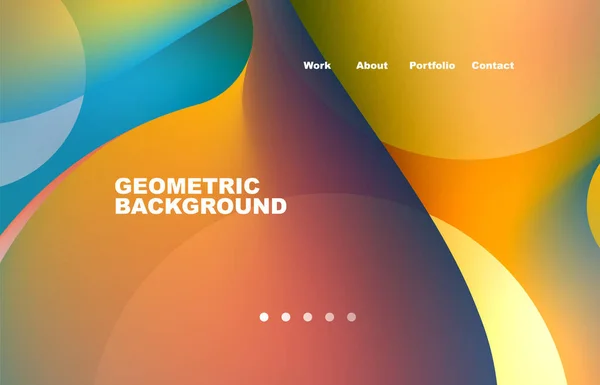 Landing Page Abstract Liquid Background Flowing Shapes Design Circle Web — Archivo Imágenes Vectoriales