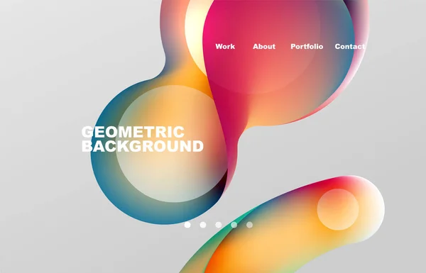 Landing Page Abstract Liquid Background Flowing Shapes Design Circle Web — Archivo Imágenes Vectoriales