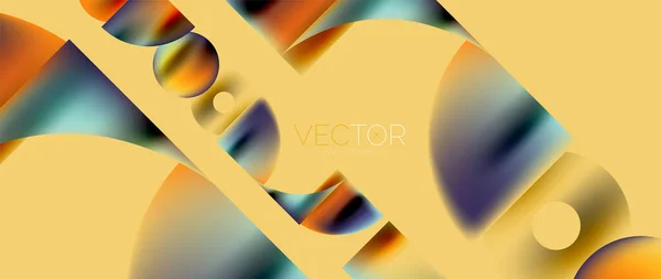 Geometric Abstract Panorama Wallpaper Background Shapes Circles Metallic Color Geometric — Stockvektor