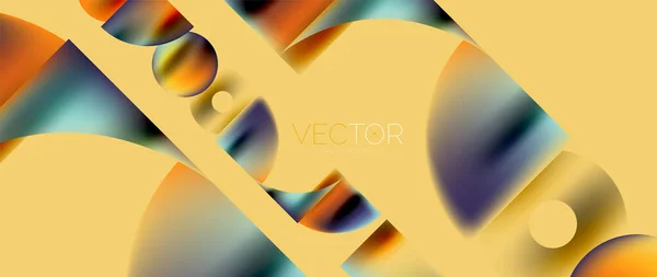 Geometric Abstract Panorama Wallpaper Background Shapes Circles Metallic Color Geometric — Image vectorielle