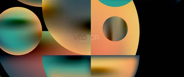 Geometric Abstract Panorama Wallpaper Background Shapes Circles Metallic Color Geometric — Stock vektor