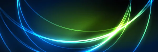 Neon Gloeiende Vloeistofgolf Lijnen Magische Energie Ruimte Licht Concept Abstracte — Stockvector