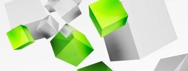 3d vector abstract background. Flying cubes composition. Trendy techno business template for wallpaper, banner, background or landing