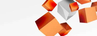 3d vektör soyut arkaplan. Uçan küp kompozisyonu. Duvar kağıdı, afiş, arkaplan veya iniş için moda tekno iş şablonu