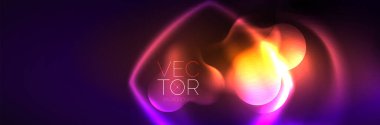 Glowing neon lights abstract shapes composition. Magic energy concept. Template for wallpaper, banner, background or landing