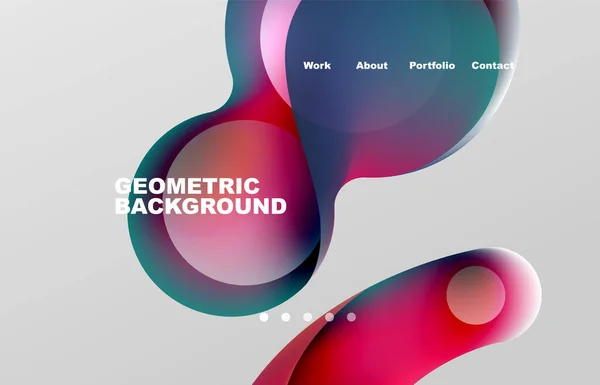 Landing Page Abstract Liquid Background Flowing Shapes Design Circle Web — Stock vektor