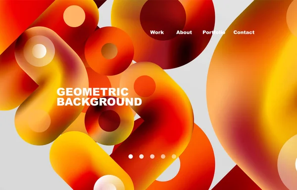 Circles Shapes Landing Page Abstract Geometric Background Web Page Website — Stockvektor