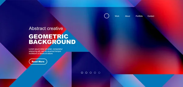 Dreiecke Mit Fließenden Steigungen Abstrakter Landing Page Hintergrund Minimale Formenzusammensetzung — Stockvektor
