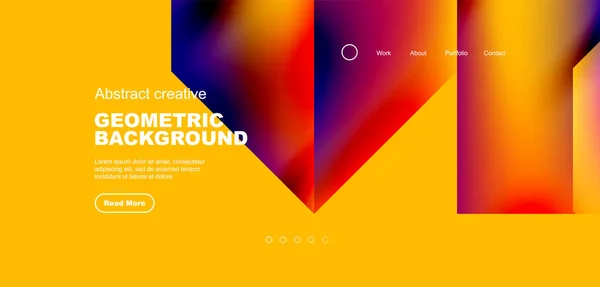 Triángulos Con Gradientes Fluidos Fondo Abstracto Landing Page Composición Formas — Vector de stock