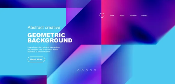 Dreiecke Mit Fließenden Steigungen Abstrakter Landing Page Hintergrund Minimale Formenzusammensetzung — Stockvektor