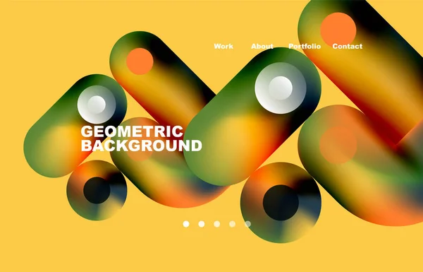 Website Landing Page Abstract Geometric Background Circles Shapes Web Page — Stock vektor