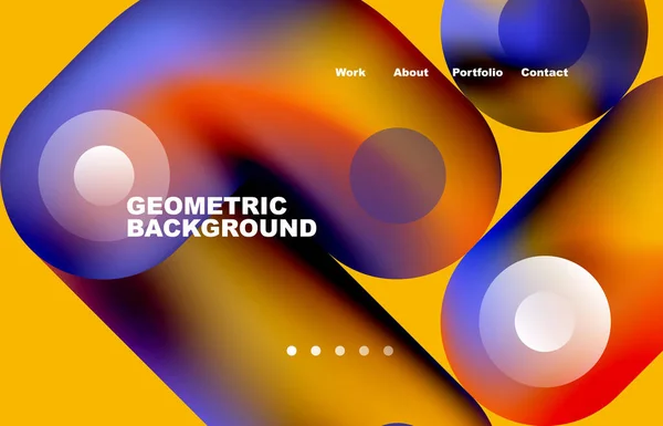 Website Landing Page Abstract Geometric Background Circles Shapes Web Page — Vetor de Stock