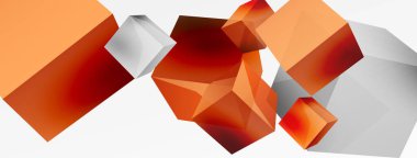 3d vektör soyut arkaplan. Uçan küp kompozisyonu. Duvar kağıdı, afiş, arkaplan veya iniş için moda tekno iş şablonu