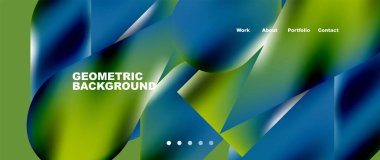 Glassmorphism landing page background template. Colorful glass shapes with metallic effect abstract composition for wallpaper, banner, background