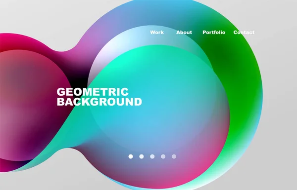 Landing Page Abstract Liquid Background Flowing Shapes Design Circle Web — Archivo Imágenes Vectoriales