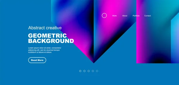 Triangles Fluid Gradients Abstract Landing Page Background Minimal Shapes Composition — Stock Vector