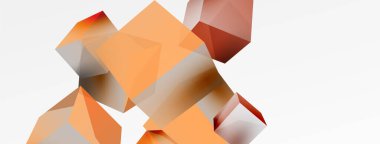 3d küp vektör soyut arkaplan. 3d kare şeklindeki temel geometrik elementlerin bileşimi. Duvar kağıdı, afiş, arkaplan veya iniş için moda tekno iş şablonu