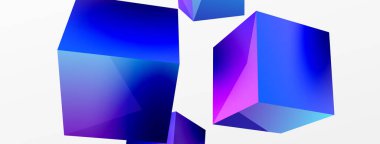 3d cubes vector abstract background. Composition of 3d square shaped basic geometric elements. Trendy techno business template for wallpaper, banner, background or landing