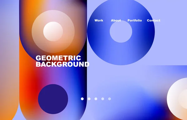Website Landing Page Abstract Geometric Background Circles Shapes Web Page — Wektor stockowy