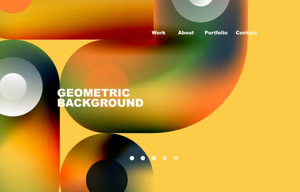 Website Landing Page Abstract Geometric Background Circles Shapes Web Page — Stok Vektör