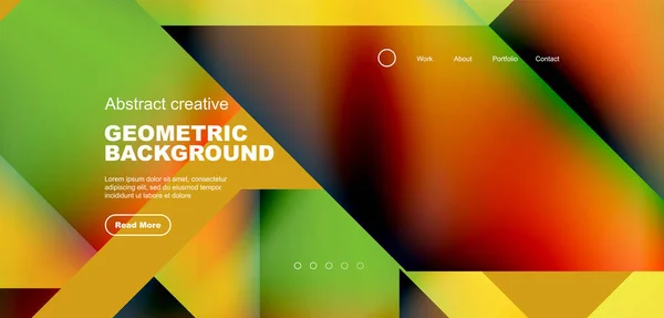 Dreiecke Mit Fließenden Steigungen Abstrakter Landing Page Hintergrund Minimale Formenzusammensetzung — Stockvektor
