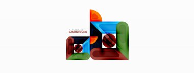 Yaratıcı geometrik duvar kağıdı. Asgari soyut arkaplan. Daire çizgileri, duvar kağıdı arkaplanı veya iniş sayfası için kompozisyon vektör illüstrasyonunu kareler