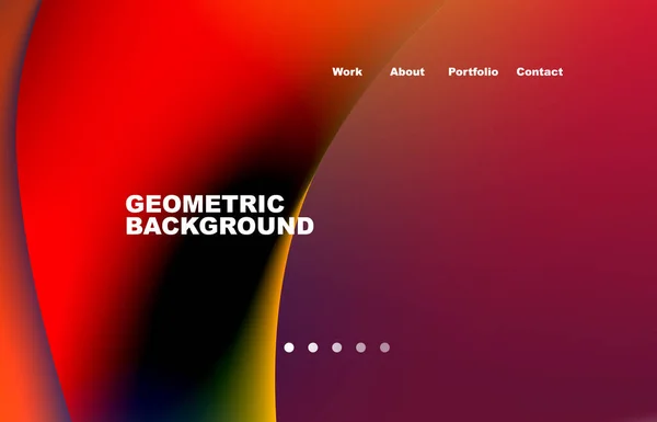 Landing Page Abstract Liquid Background Flowing Shapes Design Circle Web — Stok Vektör