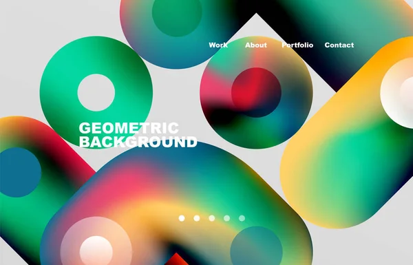 Circles Shapes Landing Page Abstract Geometric Background Web Page Website — Stockvektor