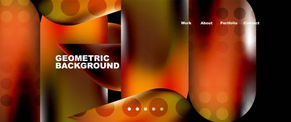 Landing Page Background Template Colorful Plastic Shapes Abstract Composition Vector — стоковый вектор