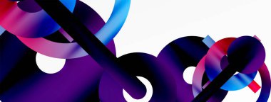 Minimum geometrik soyut arkaplan. Parlak ve parlak daire, çizgi ve yuvarlak şekiller tasarım. Duvar kağıdı, afiş, arkaplan veya iniş için moda tekno iş şablonu