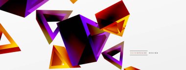 Üçgen soyut arkaplan. 3D vektör temel biçim teknolojisi veya iş konsepti bileşimi. Duvar kağıdı, afiş, arkaplan veya iniş için moda tekno iş şablonu