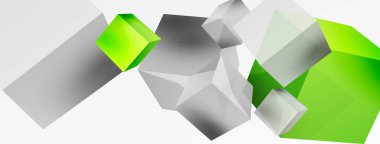 3d küp vektör soyut arkaplan. 3d kare şeklindeki temel geometrik elementlerin bileşimi. Duvar kağıdı, afiş, arkaplan veya iniş için moda tekno iş şablonu