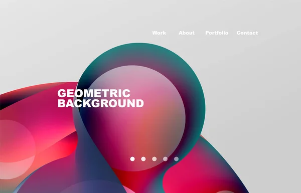 Landing Page Abstract Liquid Background Flowing Shapes Design Circle Web — ストックベクタ