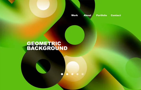 Circles Shapes Landing Page Abstract Geometric Background Web Page Website — Archivo Imágenes Vectoriales