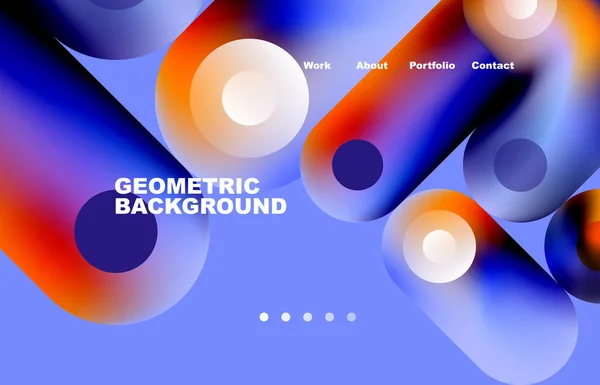 Website Landing Page Abstract Geometric Background Circles Shapes Web Page — Stockový vektor