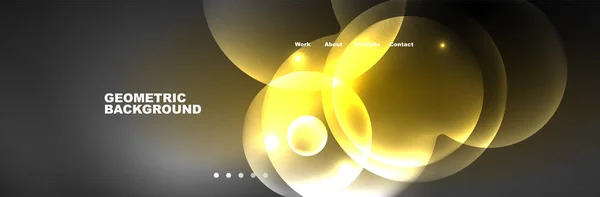 Glänzende Neon Kreise Und Blasen Dunkler Abstrakter Hintergrund Mit Verschwommenem — Stockvektor