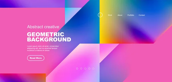 Dreiecke Mit Fließenden Steigungen Abstrakter Landing Page Hintergrund Minimale Formenzusammensetzung — Stockvektor