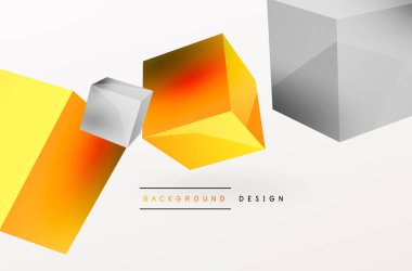 3d vektör soyut arkaplan. Uçan küp kompozisyonu. Duvar kağıdı, afiş, arkaplan veya iniş için moda tekno iş şablonu
