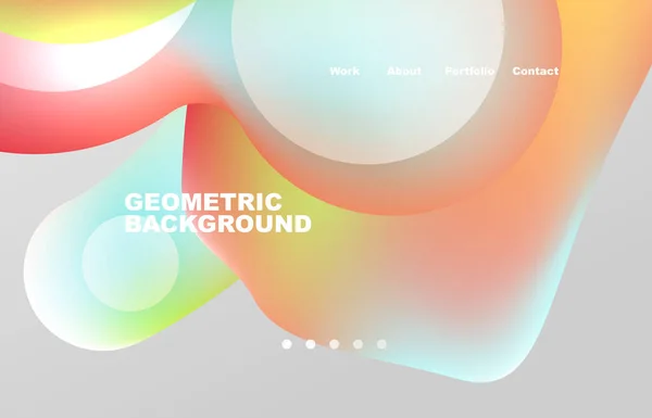 Landing Page Abstract Liquid Background Flowing Shapes Design Circle Web — Stockvector