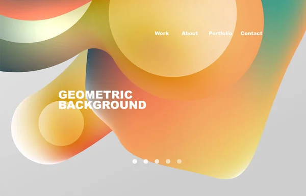 Landing Page Abstract Liquid Background Flowing Shapes Design Circle Web — Archivo Imágenes Vectoriales