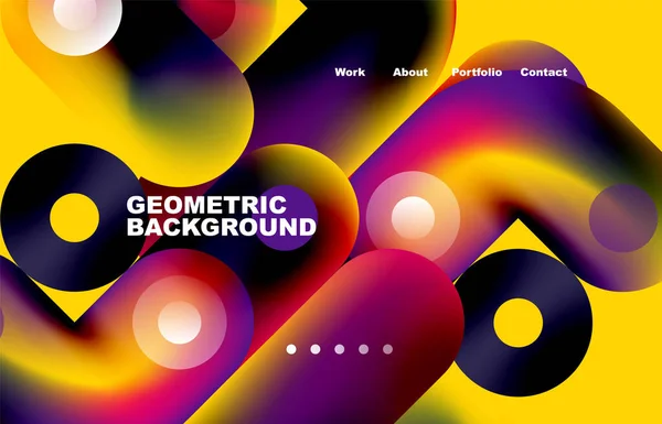 Website Landing Page Abstract Geometric Background Circles Shapes Web Page — Image vectorielle