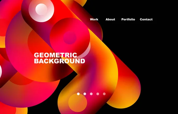 Website Landing Page Abstract Geometric Background Circles Shapes Web Page — Vector de stock