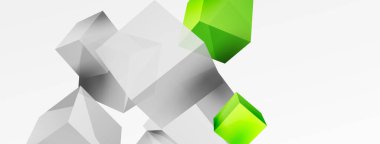 3d cubes vector abstract background. Composition of 3d square shaped basic geometric elements. Trendy techno business template for wallpaper, banner, background or landing