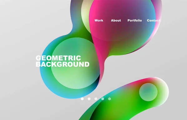Landing Page Abstract Liquid Background Flowing Shapes Design Circle Web — Image vectorielle