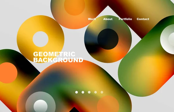 Circles Shapes Landing Page Abstract Geometric Background Web Page Website — Vettoriale Stock