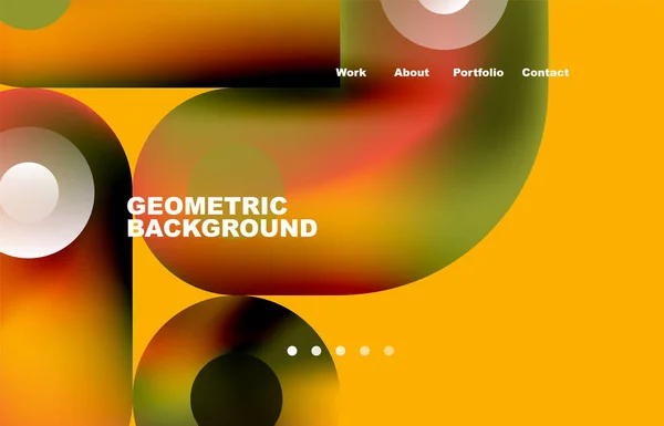 Website Landing Page Abstract Geometric Background Circles Shapes Web Page — ストックベクタ