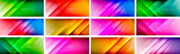Set Dynamic Fluid Color Gradient Abstract Backgrounds Templates Wallpaper Banner — Stock Vector