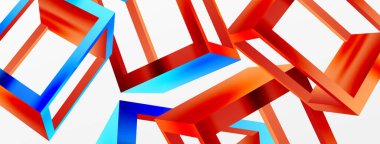 3 boyutlu küp vektör geometrik arkaplanı şekillendirir. Duvar kağıdı, afiş, arkaplan veya iniş için moda tekno iş şablonu